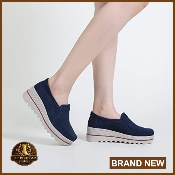 Platform Loafers Slip-On Comfortable Walking Shoes Business Casual - Picture 6 of 7